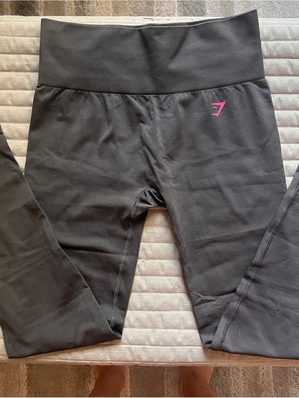 Gymshark Grey Leggings with Pink Logo